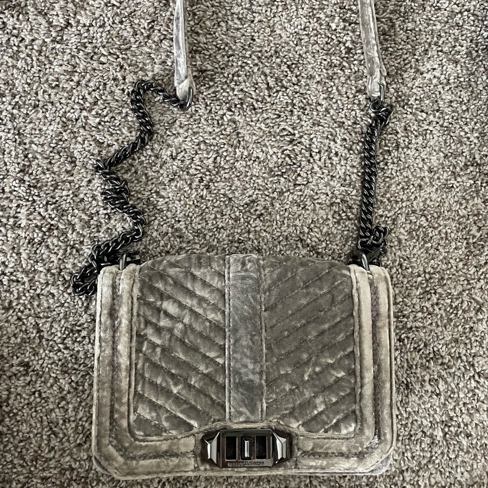 Velvet Silver ( gray) crossbody with chain strap